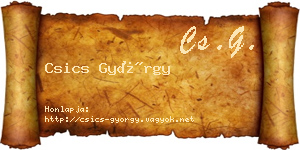 Csics György névjegykártya